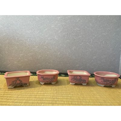 Photo2: No.Maru512  Bunzan shohin bonsai pot set, 4pcs