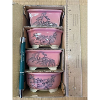 Photo1: No.Maru512  Bunzan shohin bonsai pot set, 4pcs